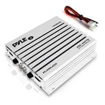 Pyle PLMRA400 4 Channel Waterproof Vehicle Audio Amplifier, White, 3.95 lb