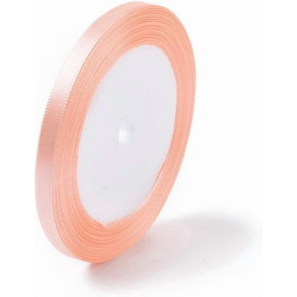 1 rollo de 25 yardas de cinta de raso color salmón claro, cintas de tela hechas a mano, adorno de cinta de raso