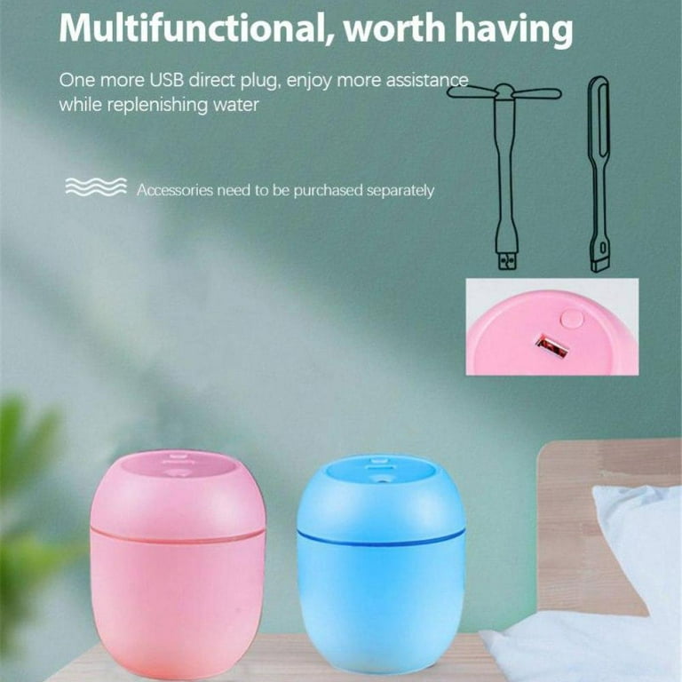 Portable Mini Humidifier, USB Personal Desktop Air Humidifier with Light  for Bedroom Office Home, Large Capacity 400ML Cool Mist Humidifier,  Essential