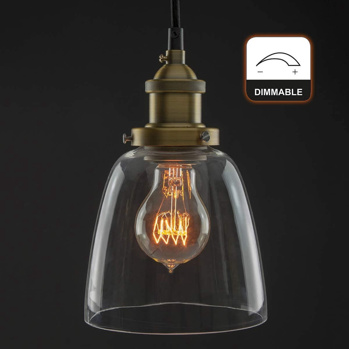 6-Pack Edison Light Bulb 60 Watt, Dimmable A19 Antique Vintage Old Fashioned E26 Incandescent Light Bulbs, Amber Warm White