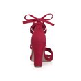 thumbnail image 3 of BLISSFUL STEP Sandales pour Femmes Talons Hauts Blocs Couleur Unie Sandales à Lacets Rouge 6, 3 of 8