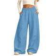 thumbnail image 4 of Lmnyox Kid's Sweatpants Wide Leg Baggy Solid Color High Waist Sports Pants Fleece Lined Joggers with Pockets, 4 of 9