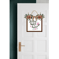 thumbnail image 4 of Eveokoki Home Sweet Home Wreaths Decor Sign Front Door, Round Wood Hanging Sign with Ribbon Bow and Artificial Green Leaves, Farmhouse Porch Decorations for Home 12", 4 of 5