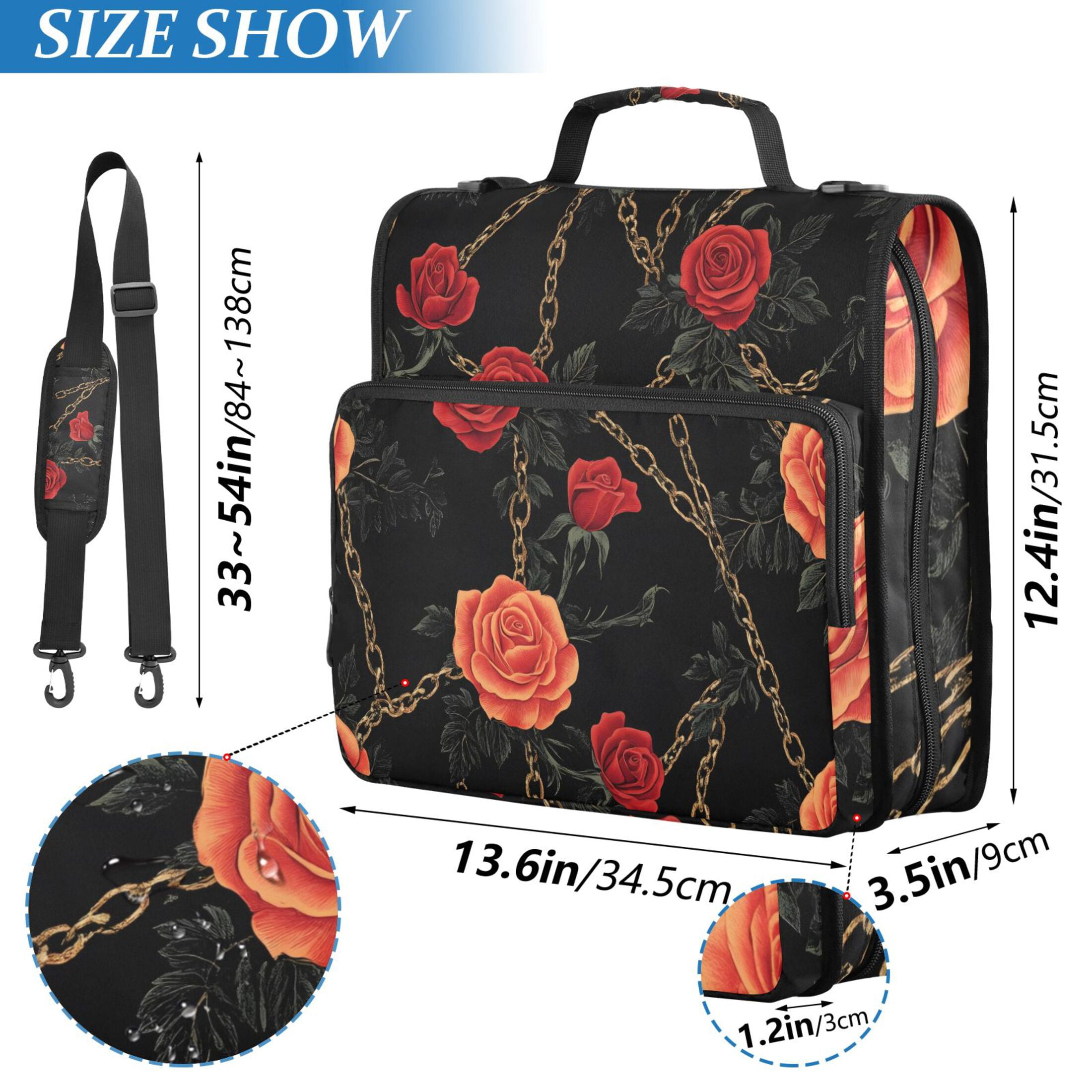 ALAZA Zipper Binder Rose with Chain 3 Ring Trapper Keeper File Folder Organizer Bag