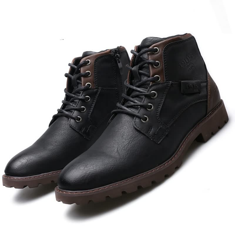 Byte Legend Genuine Leather Men's Boots Ankle Boots Plus Size High Top shoes Outdoor Work Casual Shoes Motorcycle Military Combat Boots - image 1 of 4