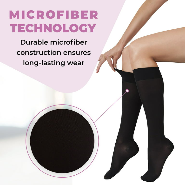 Gabrialla Unisex Microfiber Knee High Graduated Compression Stockings  (25-35mmHg): H-304 