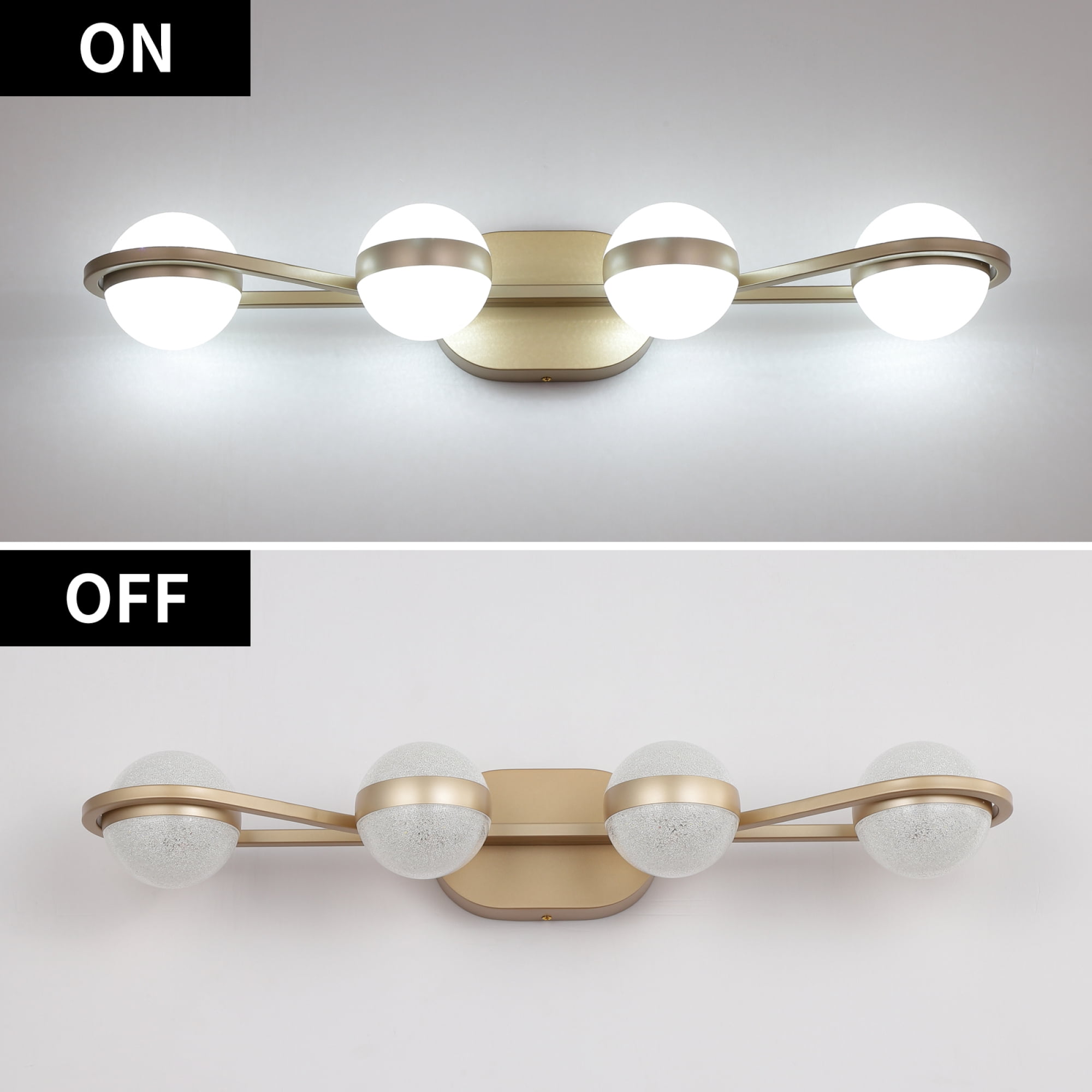 Jopath Bathroom Vanity Light, 4 Bulb Crystal Sand Acrylic Shades, Wall Mounted Decorative Lighting Fixture, Suitable for Bathroom Vanity Mirror (Champagne Gold)