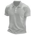 thumbnail image 4 of Homeyce Men's Short Sleeve Polo Shirts Collar Button Down Polo Shirts Fashionable Business Athletic Casual Polo Sweatshirt Solid Color Short Sleeve Golf Shirt,Gray L, 4 of 5
