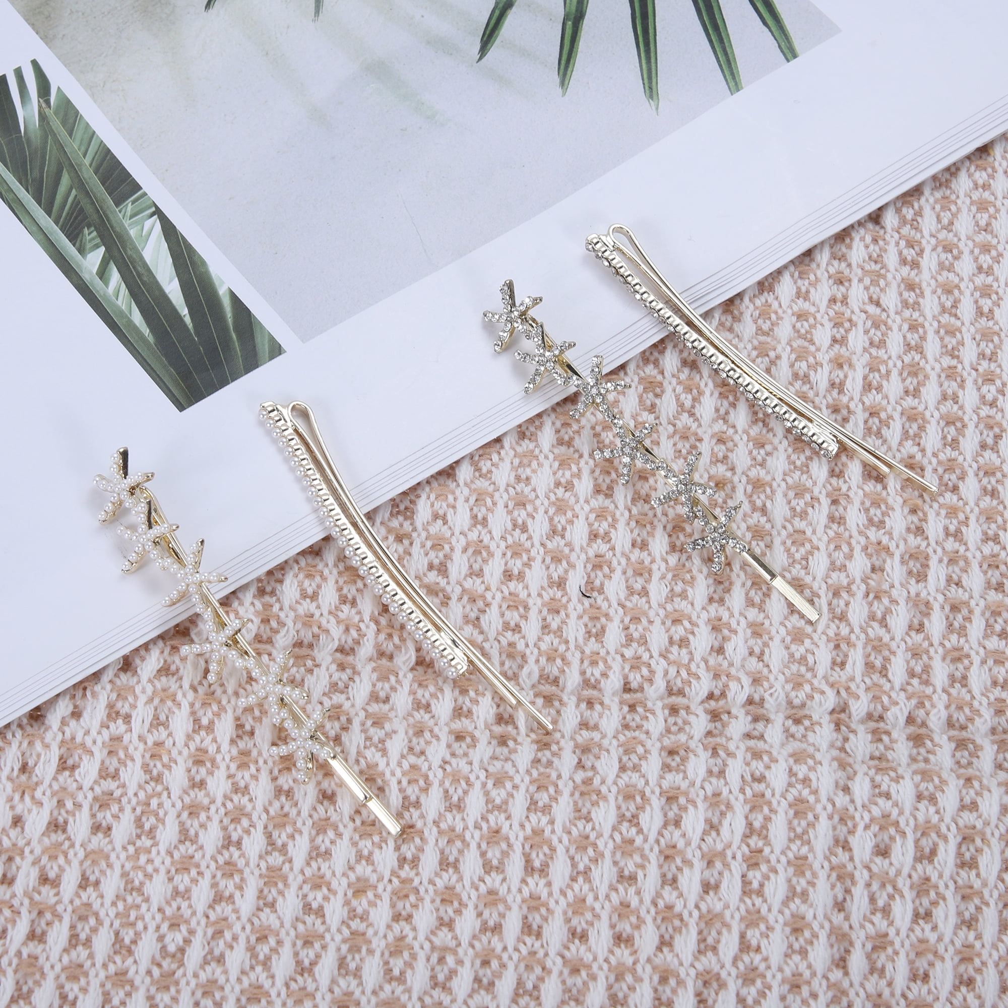 Unique Bargains Star Bobby Pin Set 1 Pair Hair Accessories Silver Tone