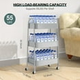 thumbnail image 7 of 3 Tier Utility Rolling Cart, Metal Storage Cart with Handle and Lockable Wheels, Multifunctional Storage Organizer Trolley with Mesh Baskets for Kitchen, Living Room, Office, Garage (Grey), 7 of 7
