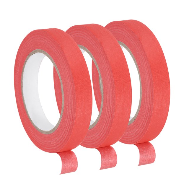 Uxcell 3 Pcs Ruban de Masquage Rouge de 0,7 Po de Large 60 Yards Rouleaux de Ruban pour Peintres pour Maison Bureau