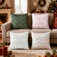 thumbnail image 4 of Lomyolo Christmas Pillow Covers Set of 4 - 18x18Inches Luxury Faux Fleece Pillowcases, Xmas Rustic Throw Cushion Cases Tree Reindeer Snowflake for Winter Holiday Couch Decor, 4 of 9