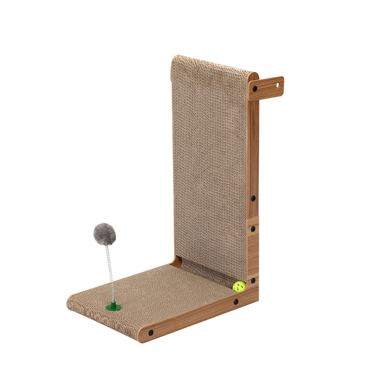 Pefilos Cat Scratching Post Toy Cardboard for Jumbo Adult Cats, Cat Scratcher for Furniture Lounge, Scratch Pad with Catnip, Cat Bed Couch for House, Brown