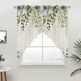 thumbnail image 2 of Swag Valance Curtains for Windows, Sage Green Light Filtering Kitchen Curtains with Rod Pocket, Eucalyptus Leaves Decorative Window Treatment Valances for Living Room, 28x36 - 2 PCS, 2 of 9