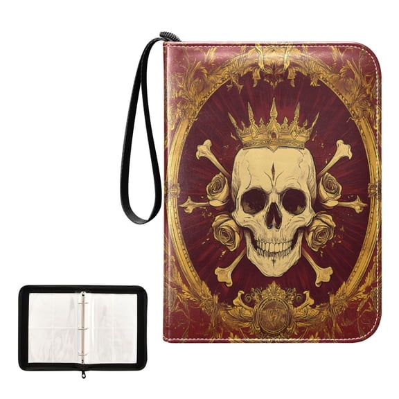 Trading Card Binder Album 400 Pockets 50 Removable 4-Pocket Pages Waterproof Medieval Skeleton