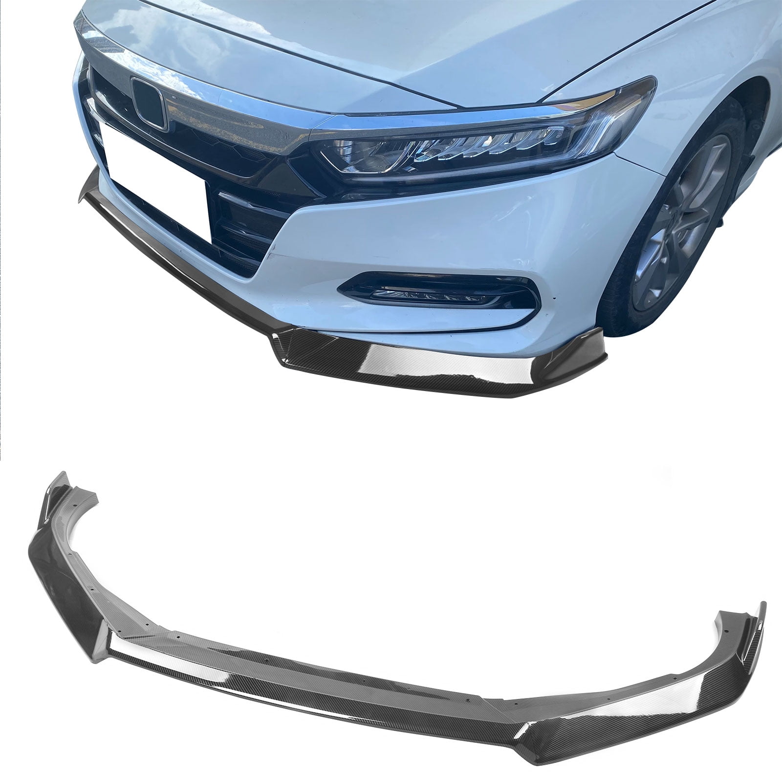 Ikon Motorsports 3pcs Front Lower Bumper Chin Lip Spoiler Splitter Added On Bodykit Compatible With 2018-2021 Honda Accord 10th Gen Sport PP