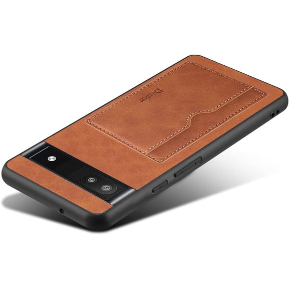 for Google Pixel 6A 2022 Case, Slim PU Leather Wallet Case Credit Card Slot Holder Lightweight Protective Case with Kickstand for Google Pixel 6A 2022 (Brown)