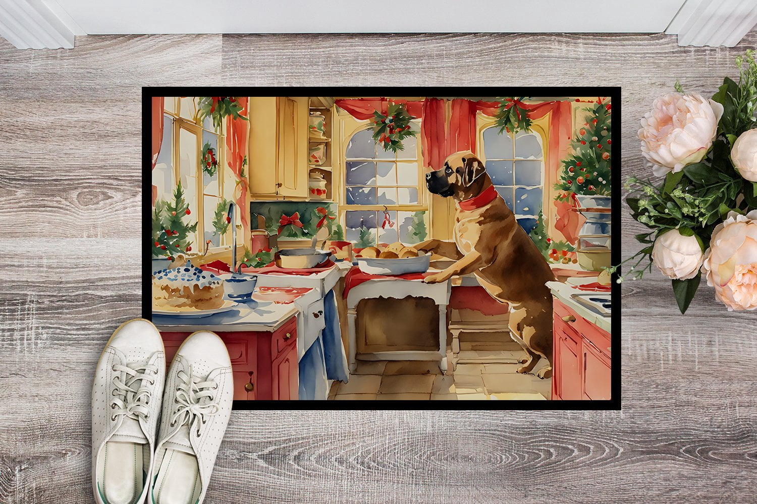 Carolines Treasures DAC3851MAT 18 x 27 in.  Mastiff Christmas Cookies Doormat