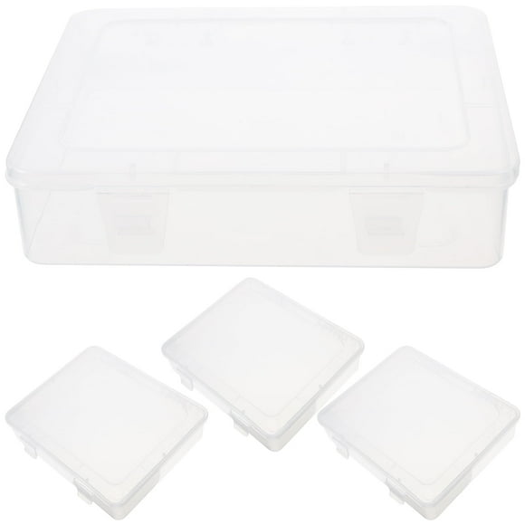 4pcs Small Storage Containers Rectangular Plastic Storage Box Clear Storage Bins