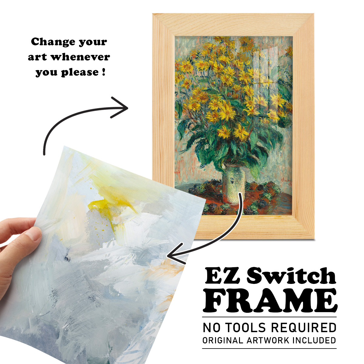 Canary and Sky II - Framed Print w/glass - Natural Wood
