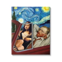 Stupell Industries Van Gogh & Mona Lisa Driving Starry Night Sky Canvas Wall Art, 24 x 30, Design by Jeremiah Ketner