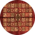 thumbnail image 1 of Ahgly Company Indoor Round Abstract Orange Modern Area Rugs, 4' Round, 1 of 4