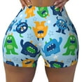 thumbnail image 2 of Daiia Cartoon Monster Pattern Women's Workout Shorts Biker Shorts - High Waisted Workout Spandex Tummy Control Gym Running Yoga Shorts-Small, 2 of 8