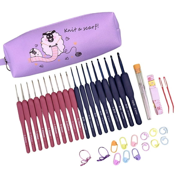 19 Size Crochet Hooks Set 0.6-6.0mm Ergonomical Crochet Hooks with Case Crochet Needle for Experienced Crochet Lovers