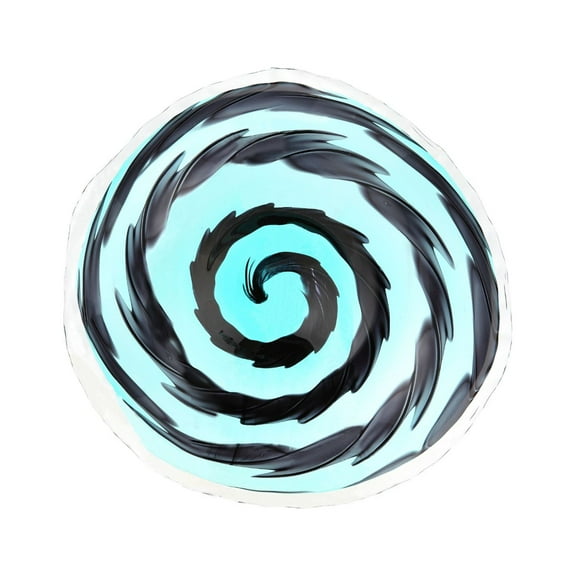 CC Home Furnishings 22" Blue and Black Spiral Design Handblown Round Glass Plate