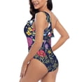 thumbnail image 5 of Yiaed Floral Print Women One Piece Swimsuits Tummy Control One Shoulder Bathing Suits Pattern Ruffle Swimwear-Medium, 5 of 8