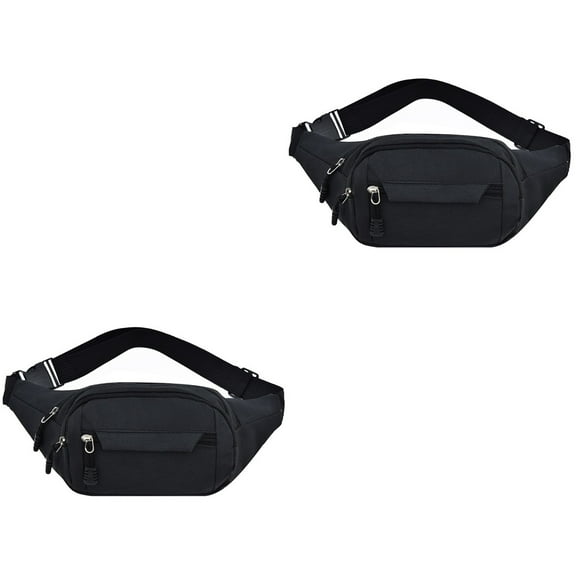2 Pieces Sports Fanny Pack Wallet Messenger Bag for Men Black Crossbody and Women Man Men's