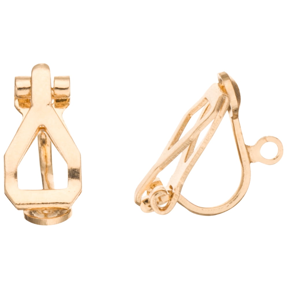 20pcs Clip On Earring Findings With Hanging Loop Gold Finished