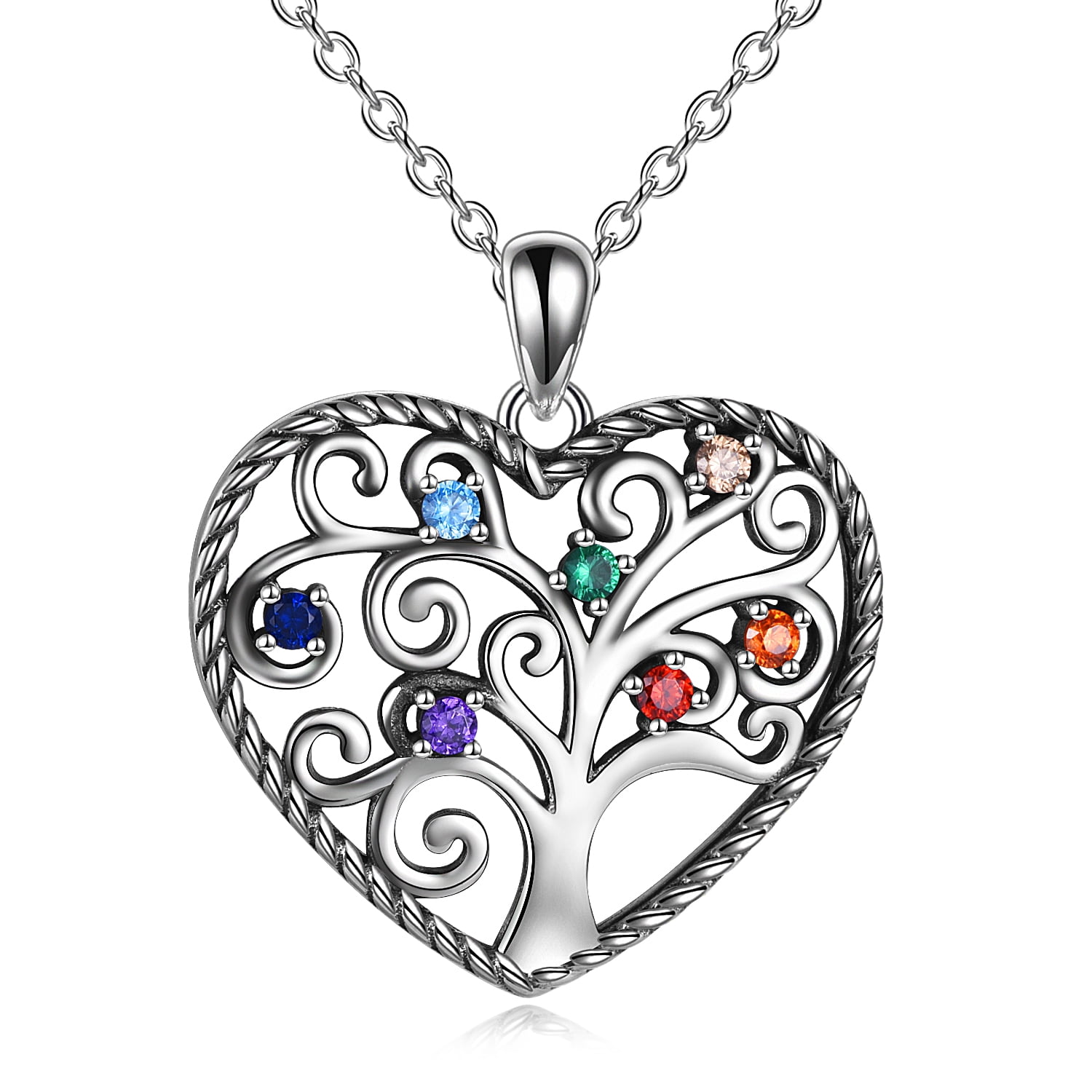 Chakra Necklace Sterling Silver Tree of Life Healing 7 Chakra Heart Halloween Holiday Christmas Jewelry Gifts