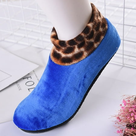 

Egmy Leopard Print Floor Socks Double Layer Plus Velvet Padded Anti-Skid Warmth without Down Velvet Yoga Dance Socks