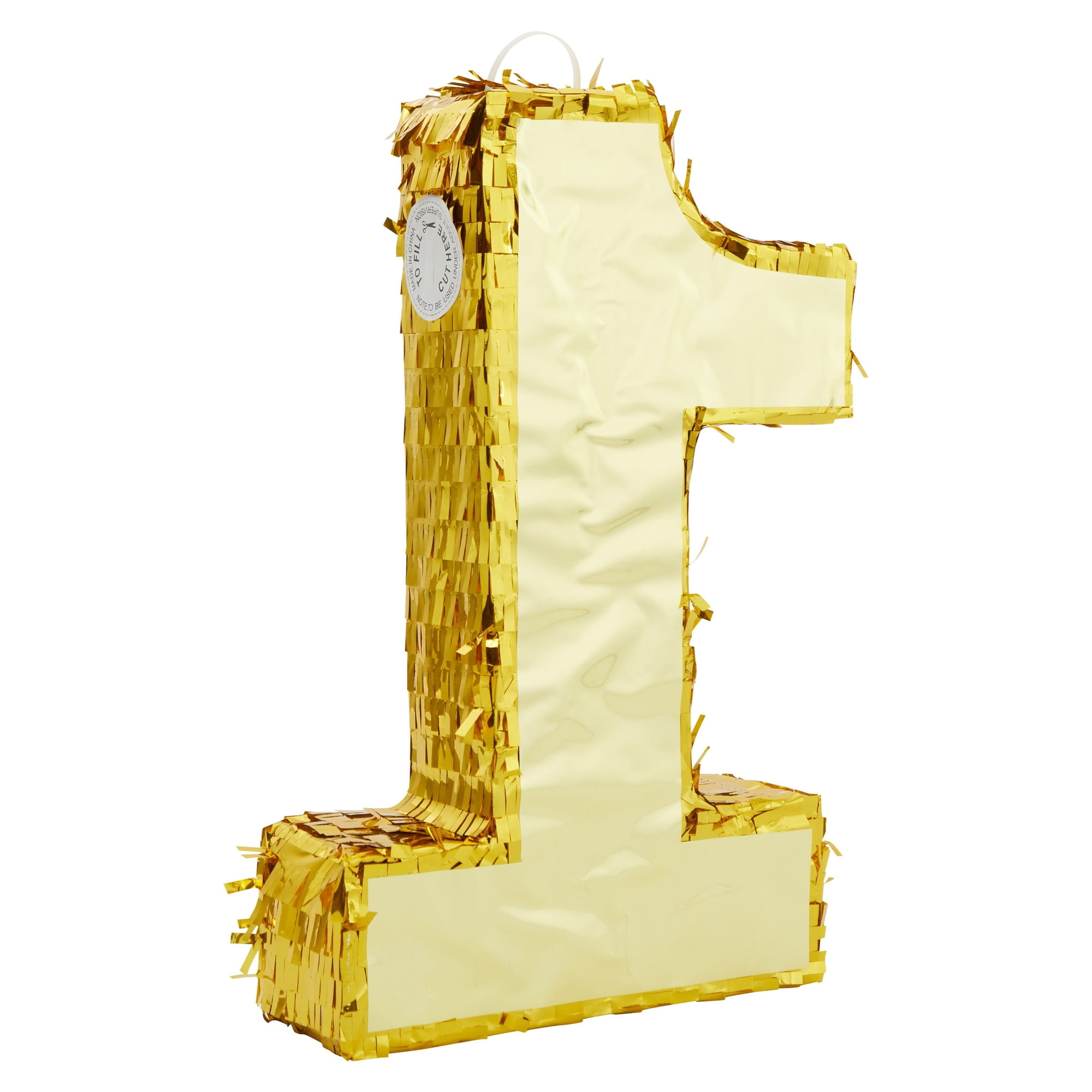 Small Circus Number 1 Pinata for 1st Birthday, Gold Foil Carnival Theme  Party Decorations, 16.5 x 13 x 3 In