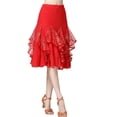 thumbnail image 6 of Womens Latin Dance Skirt Training Stage Performance Dress Ballroom Costumes Red, 6 of 8