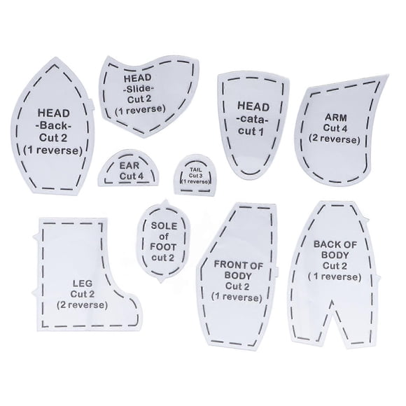 Ensemble de 10 règles de gabarit d'ours, outils de matelassage acryliques DIY, ensemble de gabarits de couture d'ours réutilisables, L 15 pouces