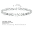 thumbnail image 7 of Charm Bracelet Unisex Letter Charm Hollow Thick Chain Adjustable Bracelet with Extended Chain Couple Gift for Valentine s Day Adjustable Chain, 7 of 7