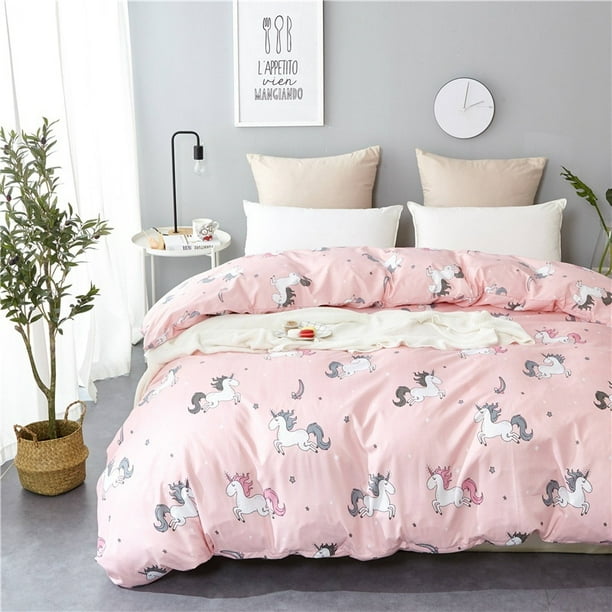 Cartoon Pink Licorne Bedding Set Single Twin Bed Duvet Cover Bedspreads For The Princess Girl Kids Bedroom Decor Walmart Com Walmart Com