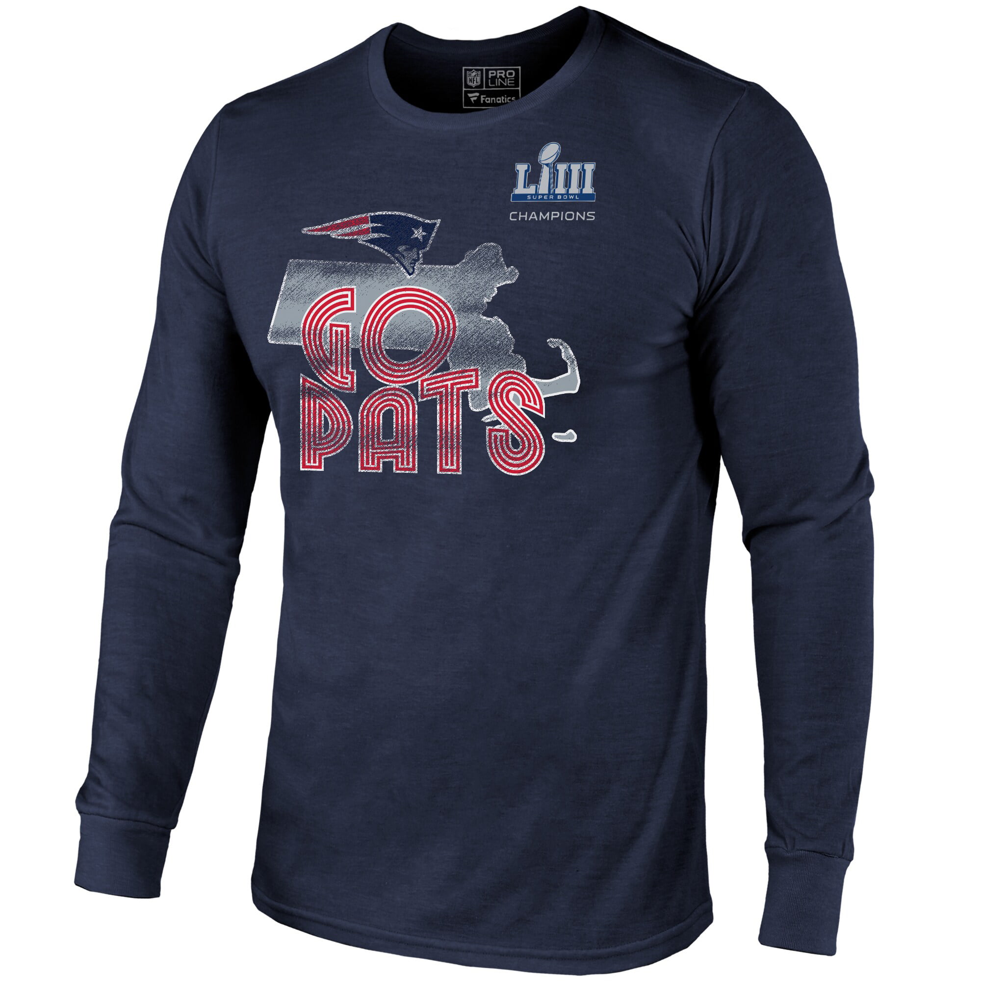 Boys Crew Neck Official Patriots Super Bowl LIII Champions T-Shirt Blue Large 