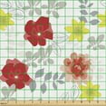 thumbnail image 2 of Ambesonne Spring Fabric by the Yard Upholstery, Beauty of Summer Blossoms, 3 Yards, Red Yellow Green and Grey, 2 of 5
