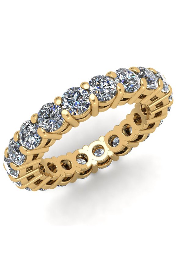 Natural 4.00Ct Round Cut Diamond Shared Prong Gallery Women's Anniversary Wedding Eternity Band Ring Solid 18k Yellow Gold H SI2