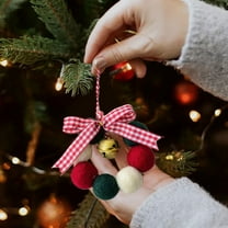 Christmas Decoration Mini Wreath with Bell Wool Ball Wreath Girly Heart Decoration Wreath Christmas Decoration Centerpiece Fireplace Decoration Christmas Party