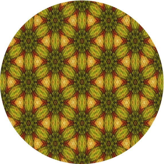 Ahgly Company Machine Washable Indoor Round Transitional Dark Bronze Brown Area Rugs, 3' Round