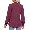 thumbnail image 3 of Blusa Volantes Manga abullonada Cuello en V Manga larga Color puro Tops de moda para mujer Rosa Rojo XL, 3 of 6