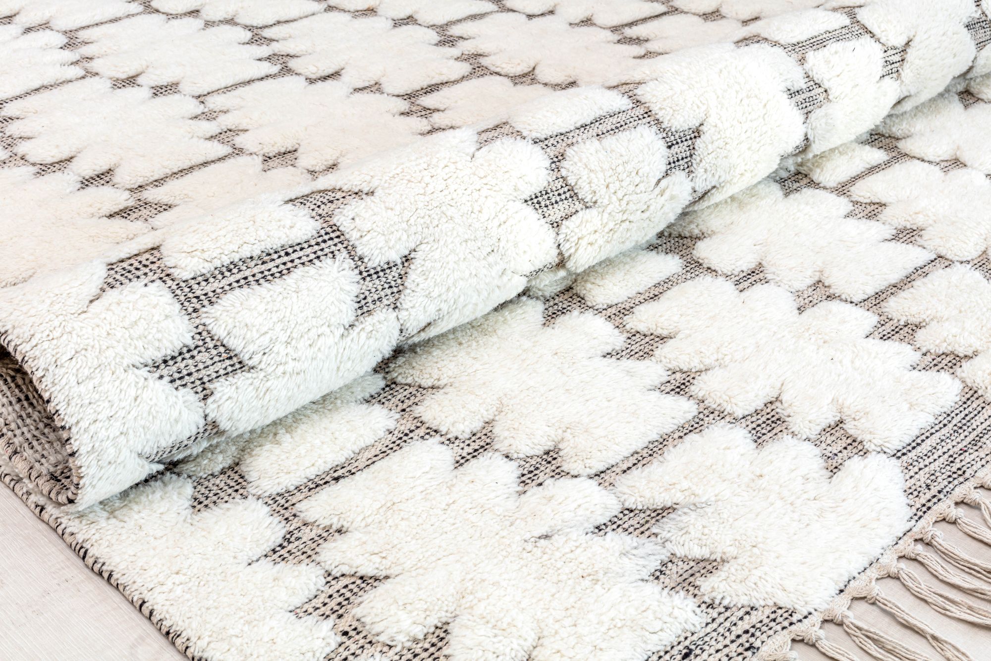 Rugs America Ivory Astra CR10A Textured/Trellis Bohemian White Area Rug, 8’0”x10’0”