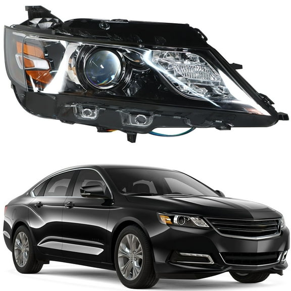 Halogen Passenger Side Headlight Assembly Black Housing Projector Repalcement for 2015 2016 2017 2018 2019 Impala Model