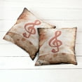 thumbnail image 2 of Ambesonne Music Throw Pillow Cover 2 Pack, Grunge Abstract Notes, 24", Champagne Burnt Sienna, 2 of 6