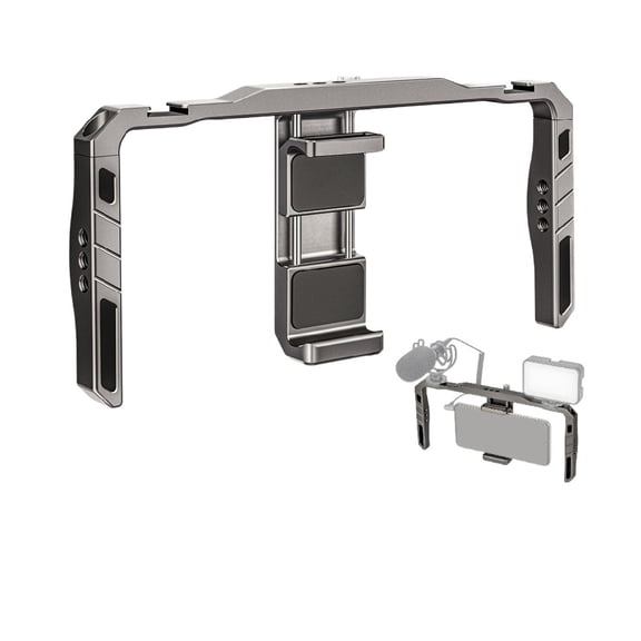 Foldable Smartphone Stabilizer, Filmmaking Vlogging Rig Case Aluminum Alloy Universal Phone Cage ,Easy to Operate