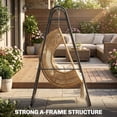 thumbnail image 3 of Heavy Duty Steel Hammock Chair Stand, 72" Black A-Frame Swing Stand with 3 Hanging Rings, Weather-Resistant Powder Coated Metal Frame for Patio, Garden, Living Room or Balcony, 3 of 7